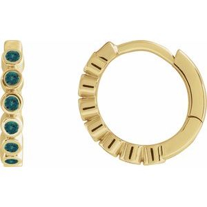 14K Yellow Gold Natural Alexandrite 15 mm Hinged Hoop Earrings