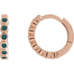 14K Rose Gold Lab-Grown Alexandrite 15 mm Hinged Hoop Earrings