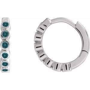 Sterling Silver Natural Alexandrite 15 mm Hinged Hoop Earrings