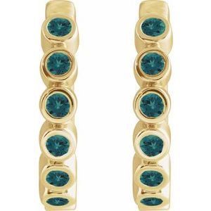 14K Yellow Gold Lab-Grown Alexandrite 15 mm Hinged Hoop Earrings – image 2