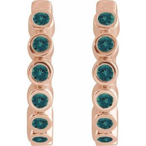 14K Rose Gold Lab-Grown Alexandrite 15 mm Hinged Hoop Earrings – image 2