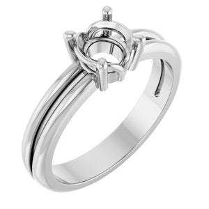 14K White Gold 6 mm Round Ring Mounting – image 2