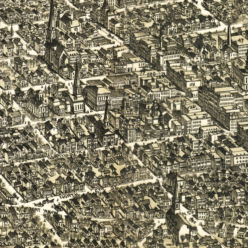 Vintage Map of Richmond, Indiana 1884