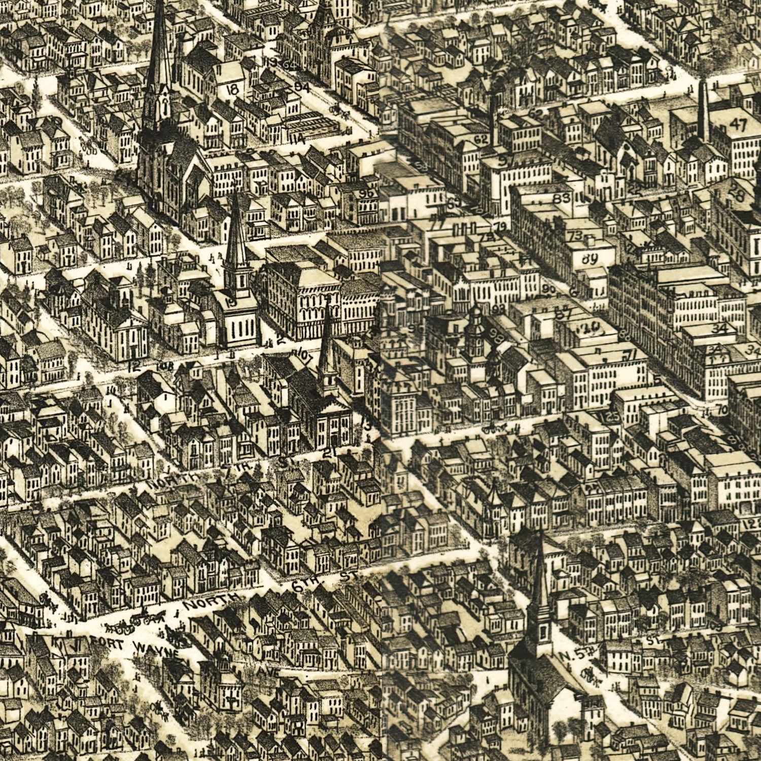Vintage Map of Richmond, Indiana 1884