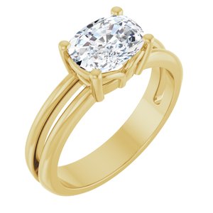 10K Yellow Gold 8x6 mm Elongated Cushion Ring Mounting