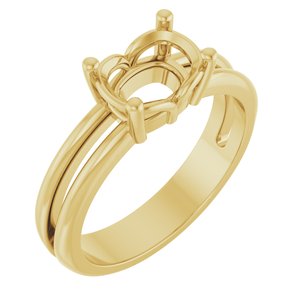 10K Yellow Gold 8x6 mm Elongated Cushion Ring Mounting – image 2
