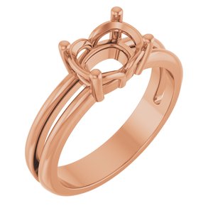 14K Rose Gold 8x6 mm Elongated Cushion Ring Mounting – image 2