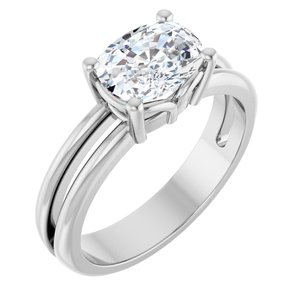 Continuum Sterling Silver 8x6 mm Elongated Cushion Ring Mounting