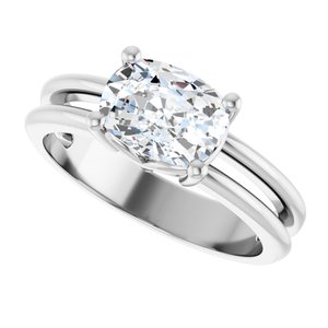 10K White Gold 8x6 mm Elongated Cushion Ring Mounting – image 8