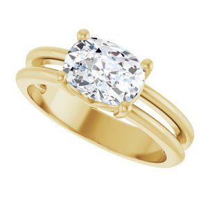 14K Yellow Gold 8x6 mm Elongated Cushion Ring Mounting – image 8