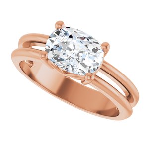 18K Rose Gold 8x6 mm Elongated Cushion Ring Mounting – image 8