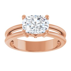 14K Rose Gold 8x6 mm Elongated Cushion Ring Mounting – image 5