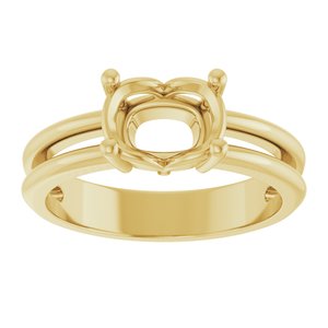 14K Yellow Gold 8x6 mm Elongated Cushion Ring Mounting – image 6
