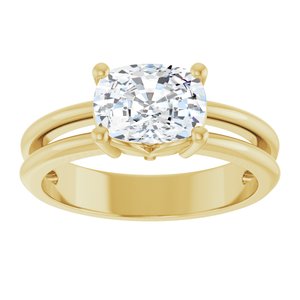 14K Yellow Gold 8x6 mm Elongated Cushion Ring Mounting – image 5
