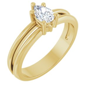 18K Yellow Gold 6x4 mm Pear Ring Mounting