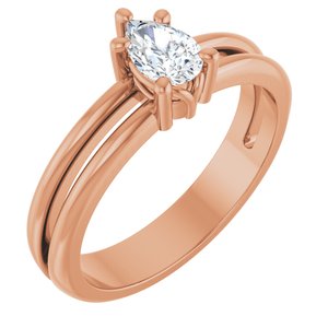 18K Rose Gold 6x4 mm Pear Ring Mounting