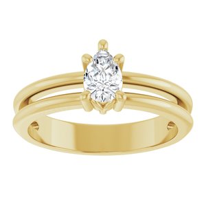 18K Yellow Gold 6x4 mm Pear Ring Mounting – image 5
