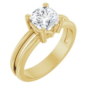 14K Yellow Gold 6.5x6.5 mm Cushion Ring Mounting