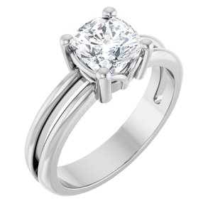 Continuum Sterling Silver 6.5x6.5 mm Cushion Ring Mounting