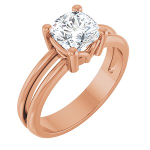 18K Rose Gold 6.5x6.5 mm Cushion Ring Mounting