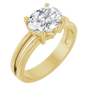14K Yellow Gold 9x7 mm Oval Ring Mounting