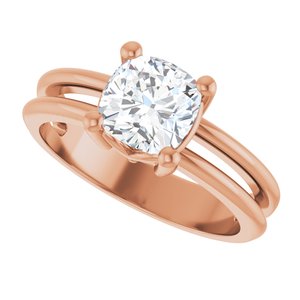 14K Rose Gold 6.5x6.5 mm Cushion Ring Mounting – image 8
