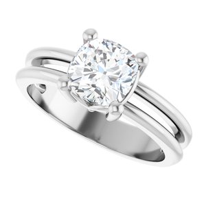14K White Gold 6.5x6.5 mm Cushion Ring Mounting – image 8