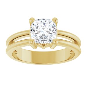10K Yellow Gold 6.5x6.5 mm Cushion Ring Mounting – image 5