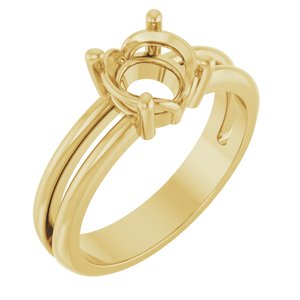 18K Yellow Gold 7 mm Round Ring Mounting – image 2