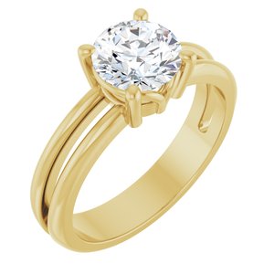 18K Yellow Gold 7 mm Round Ring Mounting