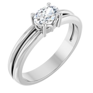 10K White Gold 6x4 mm Oval Ring Mounting