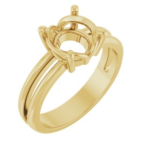 18K Yellow Gold 8.2 mm Round Ring Mounting – image 2
