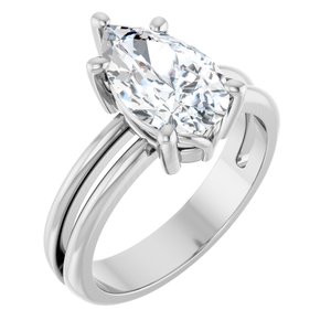 18K White Gold 11.5x7 mm Pear Ring Mounting