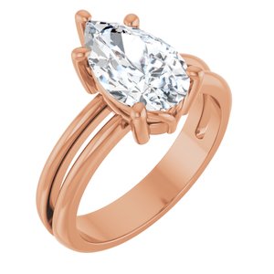 10K Rose Gold 11.5x7 mm Pear Ring Mounting