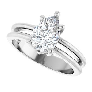 14K White Gold 9x6 mm Pear Ring Mounting – image 8