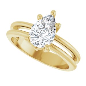 14K Yellow Gold 9x6 mm Pear Ring Mounting – image 8