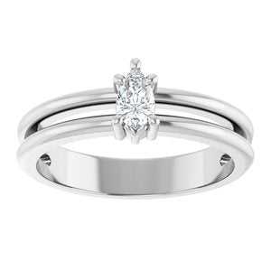 10K White Gold 5x3 mm Pear Ring Mounting – image 5