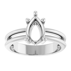 10K White Gold 9x6 mm Pear Ring Mounting – image 6