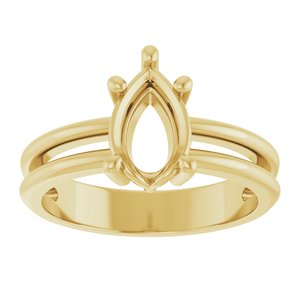 18K Yellow Gold 9x6 mm Pear Ring Mounting – image 6