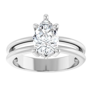 14K X1 White Gold 9x6 mm Pear Ring Mounting – image 5