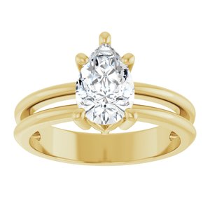 18K Yellow Gold 9x6 mm Pear Ring Mounting – image 5