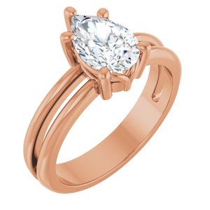14K Rose Gold 9x6 mm Pear Ring Mounting