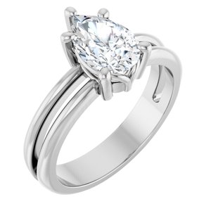 10K White Gold 9x6 mm Pear Ring Mounting
