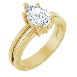 14K Yellow Gold 9x6 mm Pear Ring Mounting