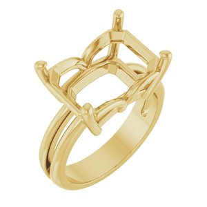 10K Yellow Gold 14x10 mm Emerald Ring Mounting – image 2