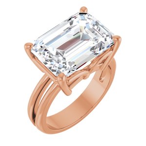 18K Rose Gold 14x10 mm Emerald Ring Mounting