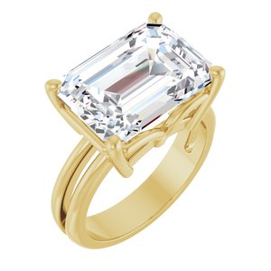 10K Yellow Gold 14x10 mm Emerald Ring Mounting