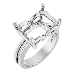 14K White Gold 14x10 mm Emerald Ring Mounting – image 2