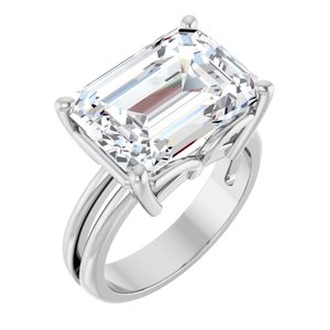 18K White Gold 14x10 mm Emerald Ring Mounting
