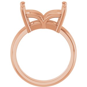 14K Rose Gold 14x10 mm Emerald Ring Mounting – image 4